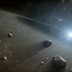 Interpretación artística del cinturón de asteroides.